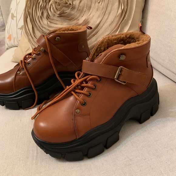 Jeffrey Campbell Accel Chunky Boots Faux Fur 8 - Picture 3 of 12